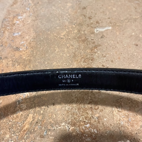 Chanel belt sz 80 black leather gold logo - Picture 3 of 4